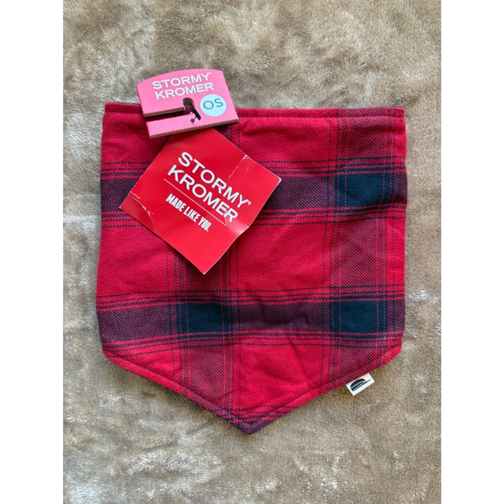 Stormy Kromer Red Black Plaid Neck Warmer Fleece Lined Made in USA OS NWT